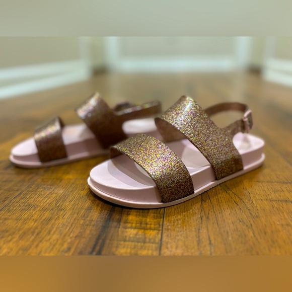 MINI MELISSA Pink Glitter Cosmic Sandals, Girls Size 1 - Picture 2 of 11